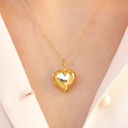 17 mm hjärta medaljong i förgyllt silver