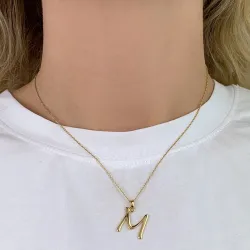 bokstav m hängen i förgyllt silver - My Letter
