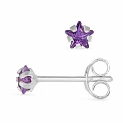 4 mm stjärna zirkon örhängestift i silver - Little Ones