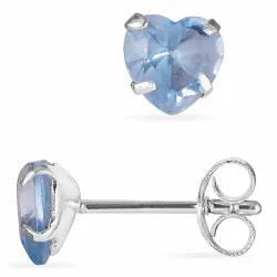 6 mm hjärta zirkon örhängestift i silver