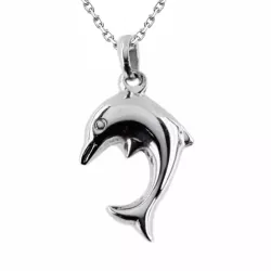 delfin halsband i silver med hängen i silver