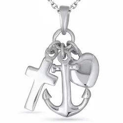 tro-hopp-kärlek halsband i silver med hängen i förgylld