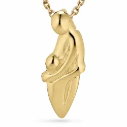 mor och barn halsband i förgyllt silver med hängen i förgyllt silver