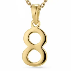 siffran 8 halsband i förgyllt silver med hängen i förgyllt silver