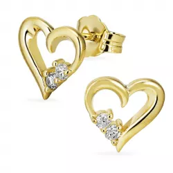 hjärta diamant örhängestift i 8 karat guld med diamant 