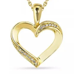 hjärta diamant halsband i förgyllt silver med hängen i 8 karat guld - Gold Collection