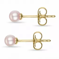 4 mm rosa pärlörhängen i 9 karat guld