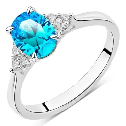blå zirkon ring i silver