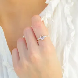 rosa zirkon ring i silver