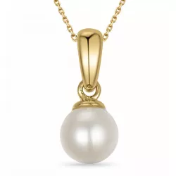 pärla halsband i förgyllt silver med hängen i 9 karat guld
