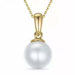 pärla halsband i förgyllt silver med hängen i 9 karat guld