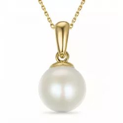 7 mm pärla halsband i förgyllt silver med hängen i 9 karat guld