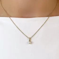 5 mm elfenbensvit pärla hängen i 14 karat guld