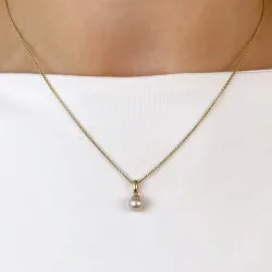 6 mm rosa pärla hängen i 14 karat guld