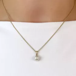 7 mm silver vit pärla hängen i 14 karat guld