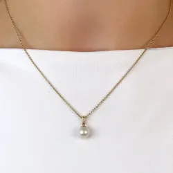 7 mm silver vit pärla hängen i 14 karat guld