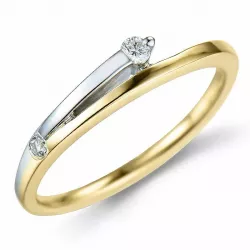 diamant ring i 9 karat guld- och vitguld 0,07 ct
