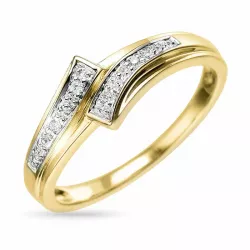 abstrakt diamant ring i 9 karat guld- och vitguld 0,02 ct