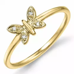 Fjärilar diamant ring i 9 karat guld 0,02 ct