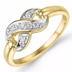 diamant ring i 9 karat guld- och vitguld 0,05 ct