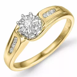 blommor diamant ring i 9 karat guld- och vitguld 0,04 ct 0,06 ct