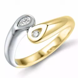 Diamant ring i 9 karat guld- och vitguld 0,06 ct