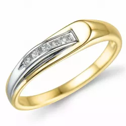 abstrakt diamant ring i 9 karat guld- och vitguld 0,07 ct