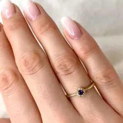 rund ametist ring i 9 karat guld 0,02 ct 0,12 ct