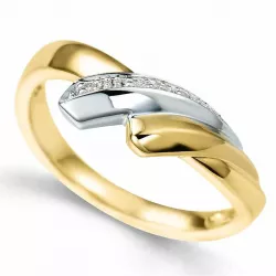 abstrakt diamant ring i 8 karat guld- och vitguld 0,02 ct
