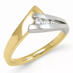 diamant ring i 9 karat guld- och vitguld 0,10 ct