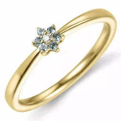 Blommor topas diamantring i 9 karat guld 0,01 ct 0,06 ct