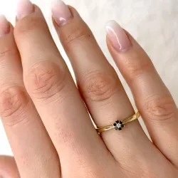 blommor sort diamant ring i 9 karat guld 0,01 ct 0,05 ct