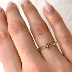 Blommor ametist diamantring i 9 karat guld 0,01 ct 0,04 ct