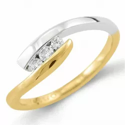 Enkel diamant ring i 9 karat guld- och vitguld 0,11 ct
