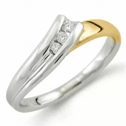 diamant ring i 9 karat guld- och vitguld 0,06 ct