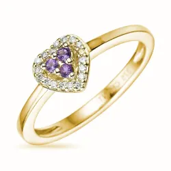 hjärta ametist diamantring i 9 karat guld 0,07 ct 0,05 ct