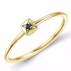 Sort diamant ring i 9 karat guld 0,01 ct