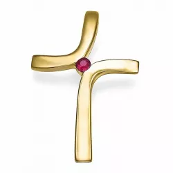Elegant kors rubin hängen i 9 carat guld 0,04 ct