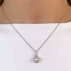 Pärla diamantberlocker i 9 carat vitguld 0,05 ct
