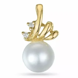 Pärla diamantberlocker i 9 carat guld 0,02 ct