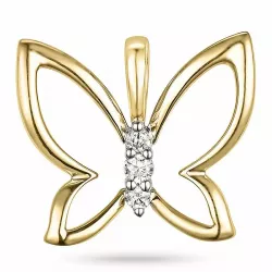 Fjärilar diamant hängen i 9 carat guld 0,04 ct