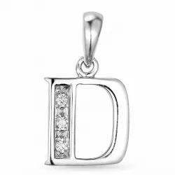 Bokstav d diamant hängen i 9 carat vitguld 0,02 ct