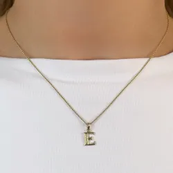 Bokstav e diamant hängen i 9 carat guld 0,02 ct