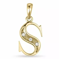 Bokstav s diamantberlocker i 9 carat guld 0,02 ct