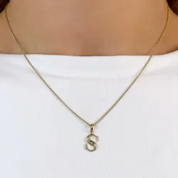 Bokstav s diamantberlocker i 9 carat guld 0,02 ct
