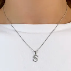 Bokstav s diamant hängen i 9 carat vitguld 0,02 ct