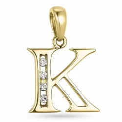bokstav k hängen i 9 carat guld 0,04 ct