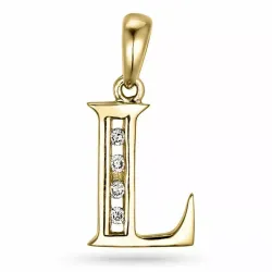 bokstav l diamant hängen i 9 carat guld 0,04 ct