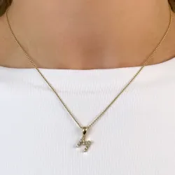 bokstav m diamant hängen i 9 carat guld 0,06 ct