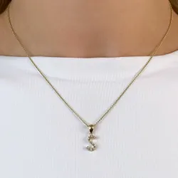 Bokstav s diamant hängen i 9 carat guld 0,05 ct